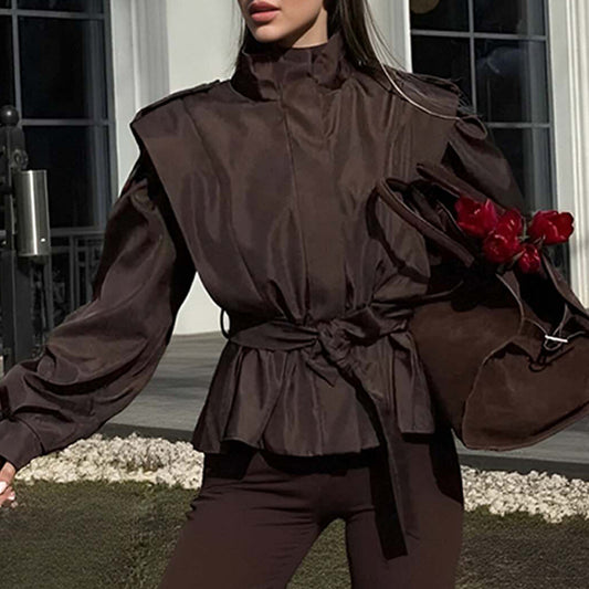 Stand Collar Loose Long Sleeve Trench Coat