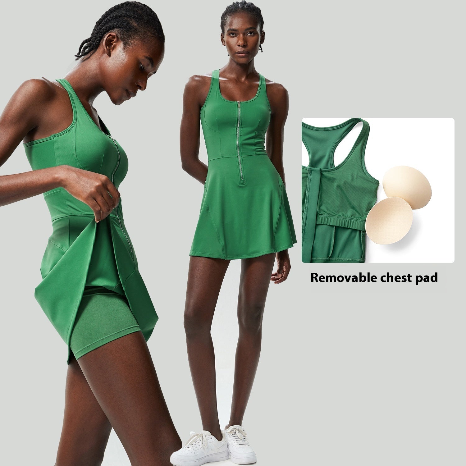 Zipper tennis skirt dress from M Chic Boutique, activewear with a fitted design and sporty style, suitable for tennis or workout wear.