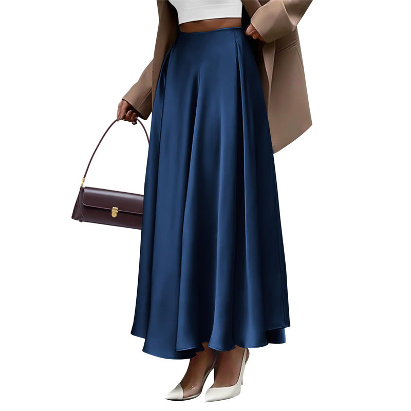 Elegant plus size high waist long skirt in solid color, designed for women by M Chic Boutique.