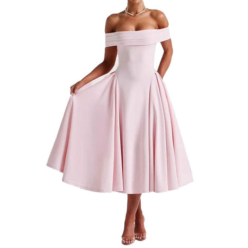 Off-shoulder Solid-color Dress - M Chic Boutique