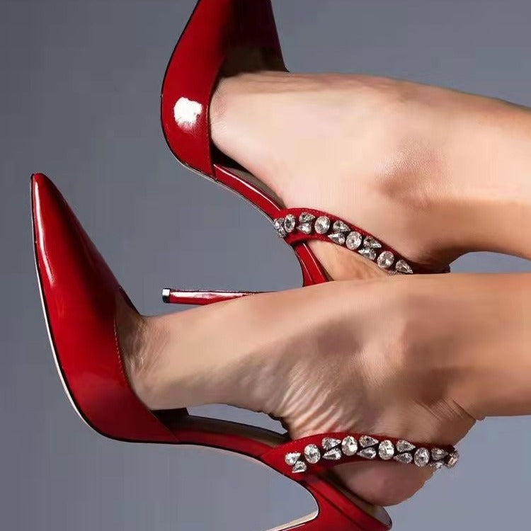 Rhinestone Pointed High Heel