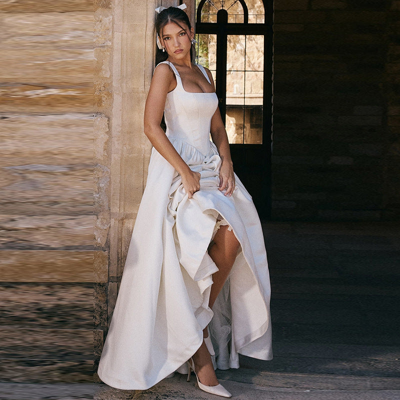 Slim-fit Solid Color Dress