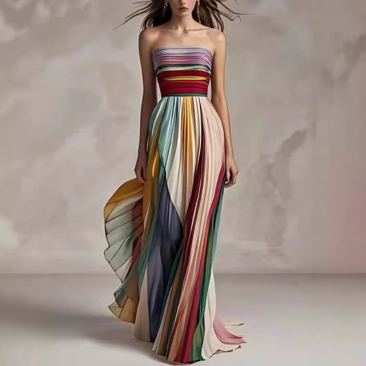 Tube Top Backless Color Maxi Dress