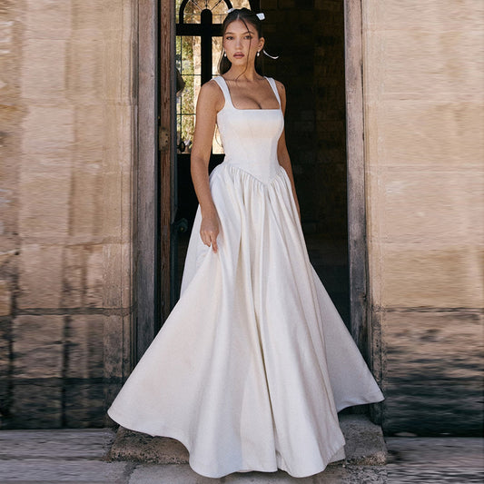 Slim-fit Solid Color Dress
