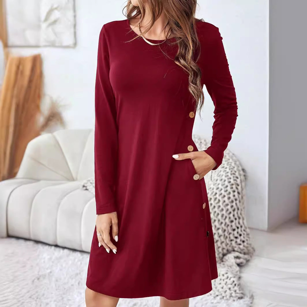 Round-neck Long-sleeved Dress