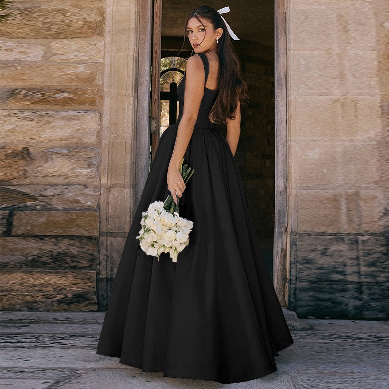 Slim-fit Solid Color Dress