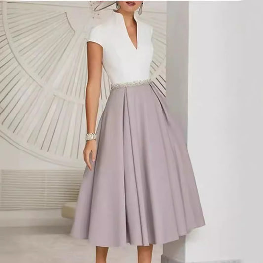 V Neck Large Swing Dress