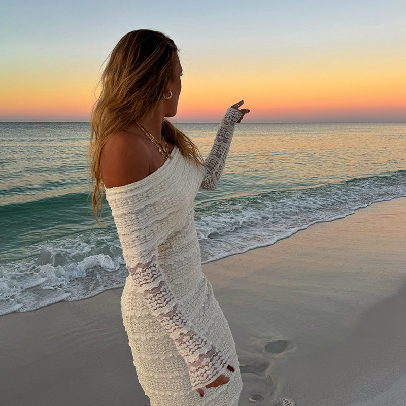 Socialite Style Off-shoulder Lace Dress