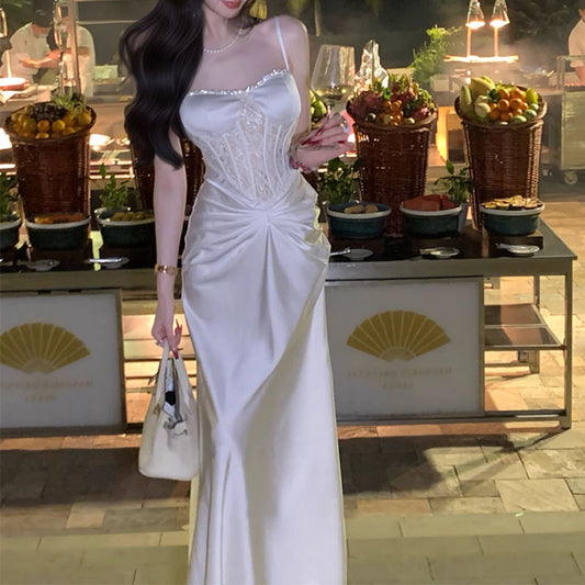 Socialite Lace Stitching French Sling Dress