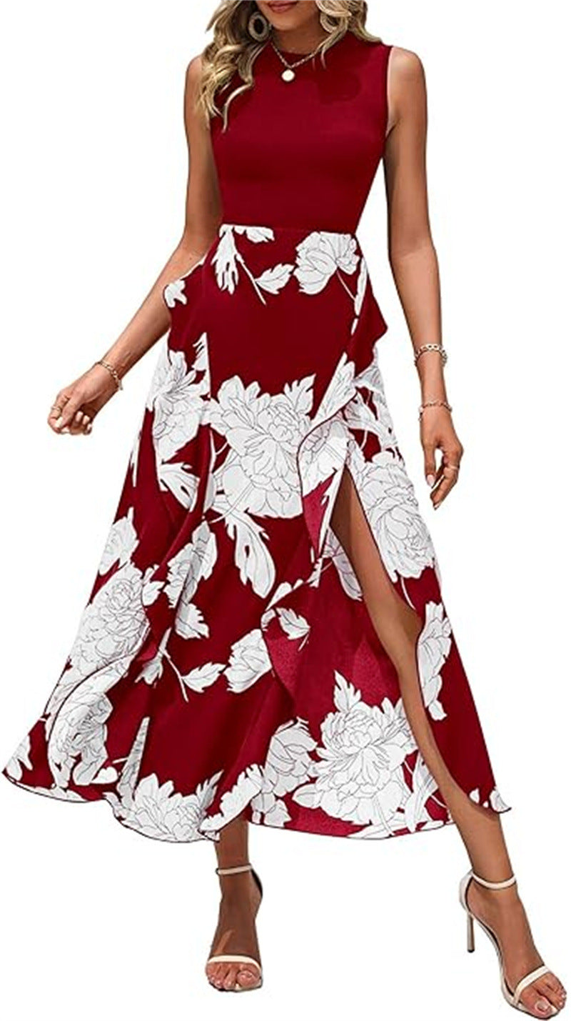 Printed Elegant Sleeveless Long Dress