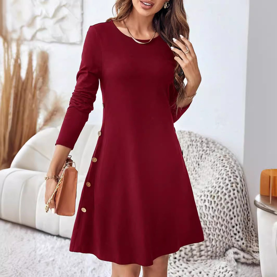 Round-neck Long-sleeved Dress