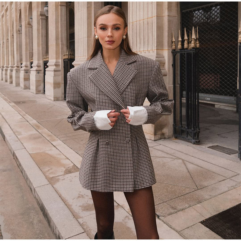 Plaid Waist-tight Suit Jacket