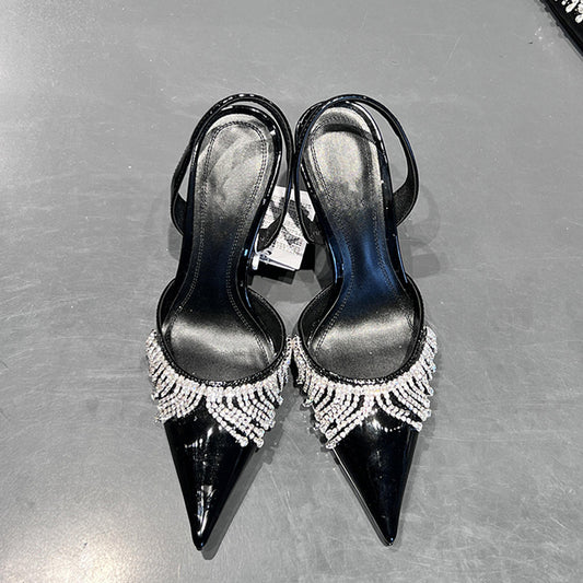 French Tassel Rhinestone Sandals