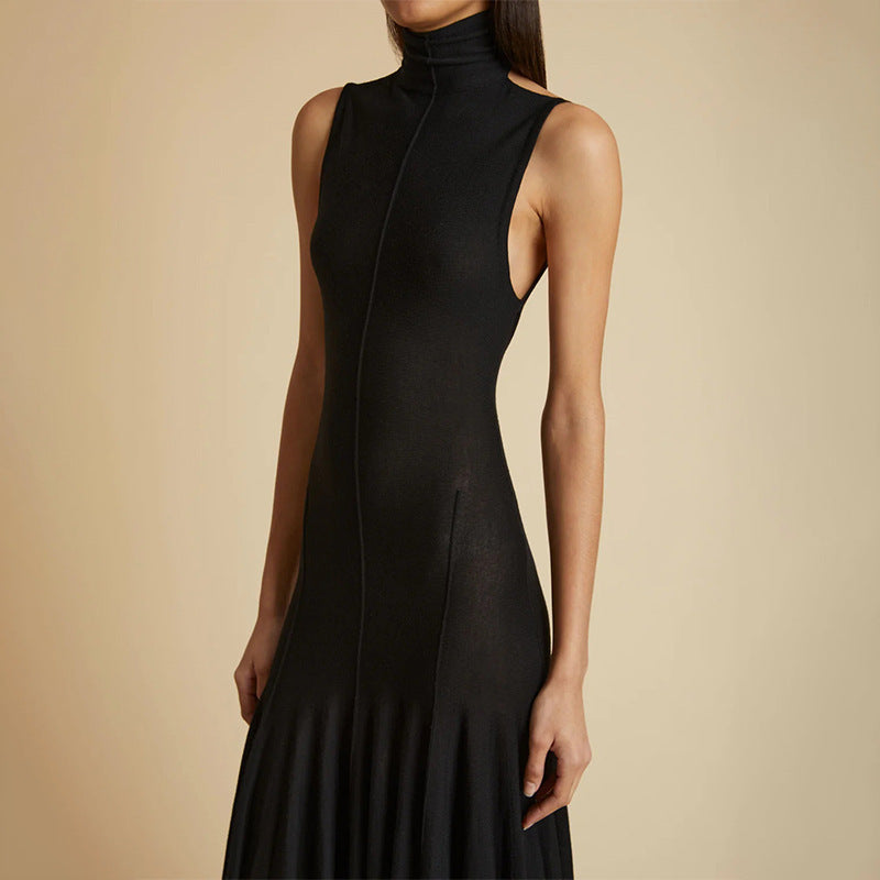 Slim-fitTurtleneck Backless Dress