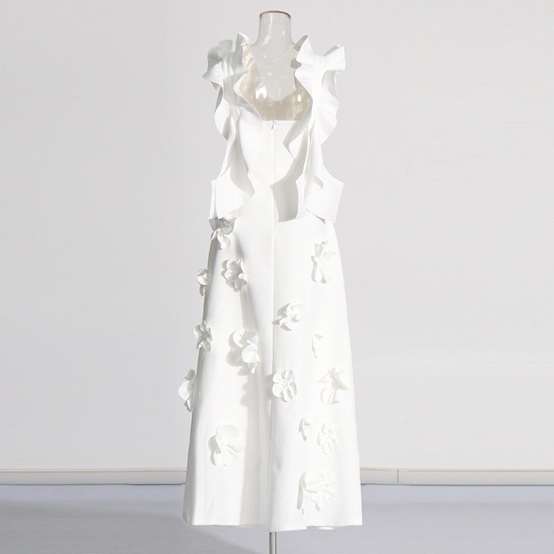 Stitching Three-dimensional Flower Sling Dress
