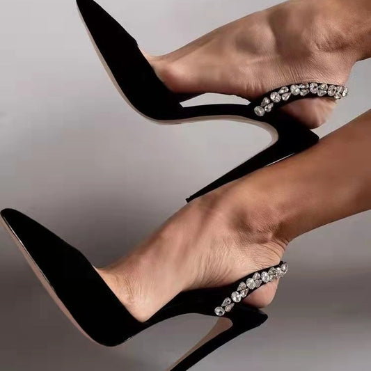 Rhinestone Pointed High Heel