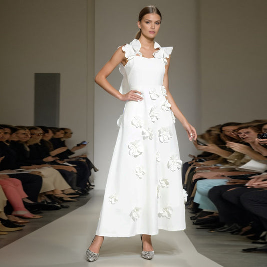 Stitching Three-dimensional Flower Sling Dress