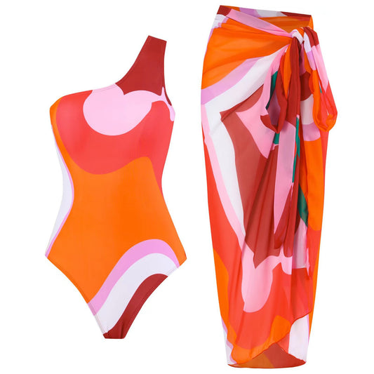 Shoulder Belt Jumpsuit Swimming Set