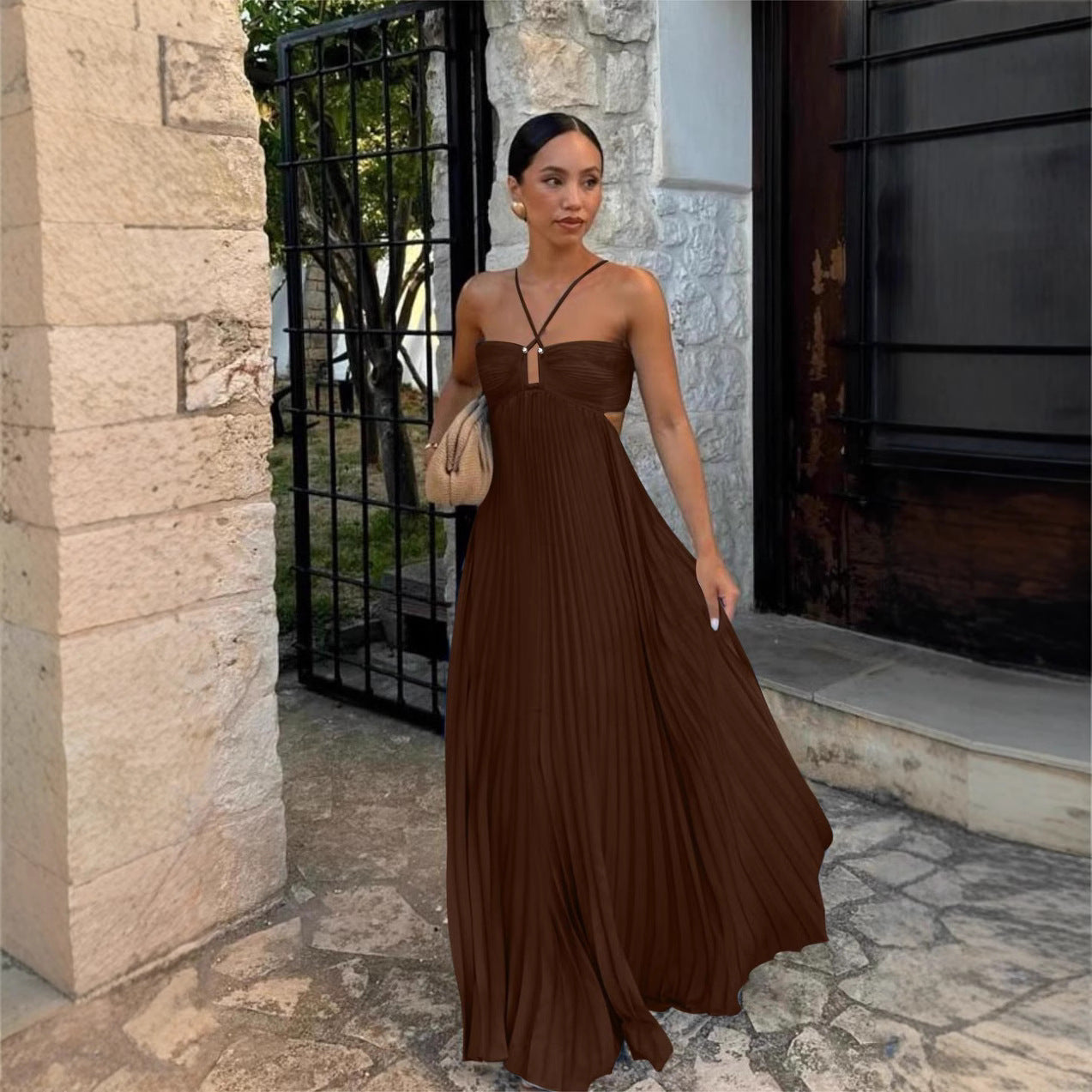 Tube-top Pleated Sleeveless Sling Dress