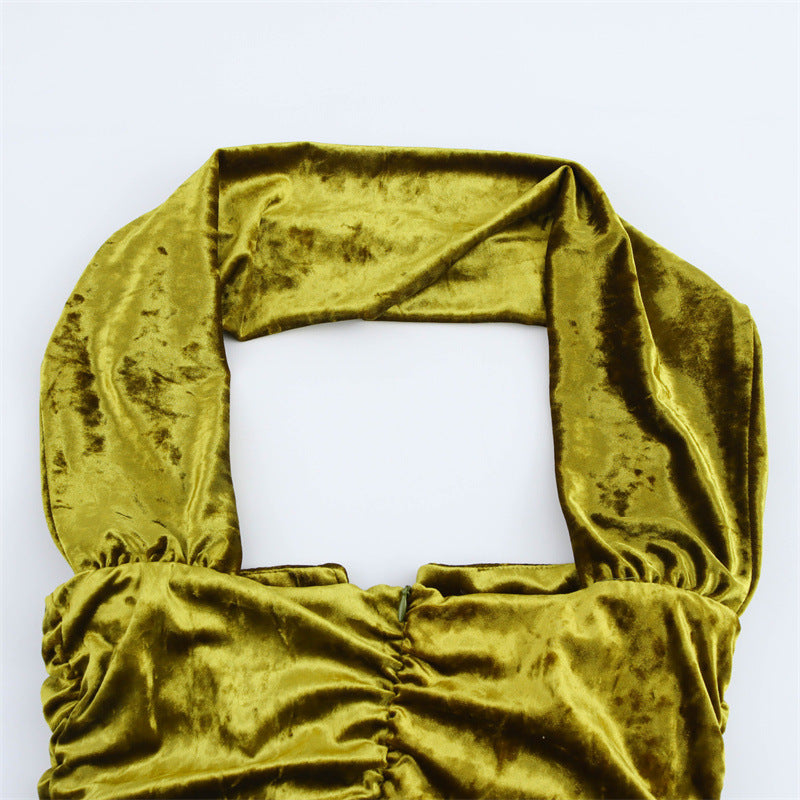 Fashionable Elegant Tube Top Velvet Dress