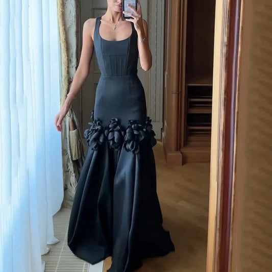 Halter Three-dimensional Flower Dress
