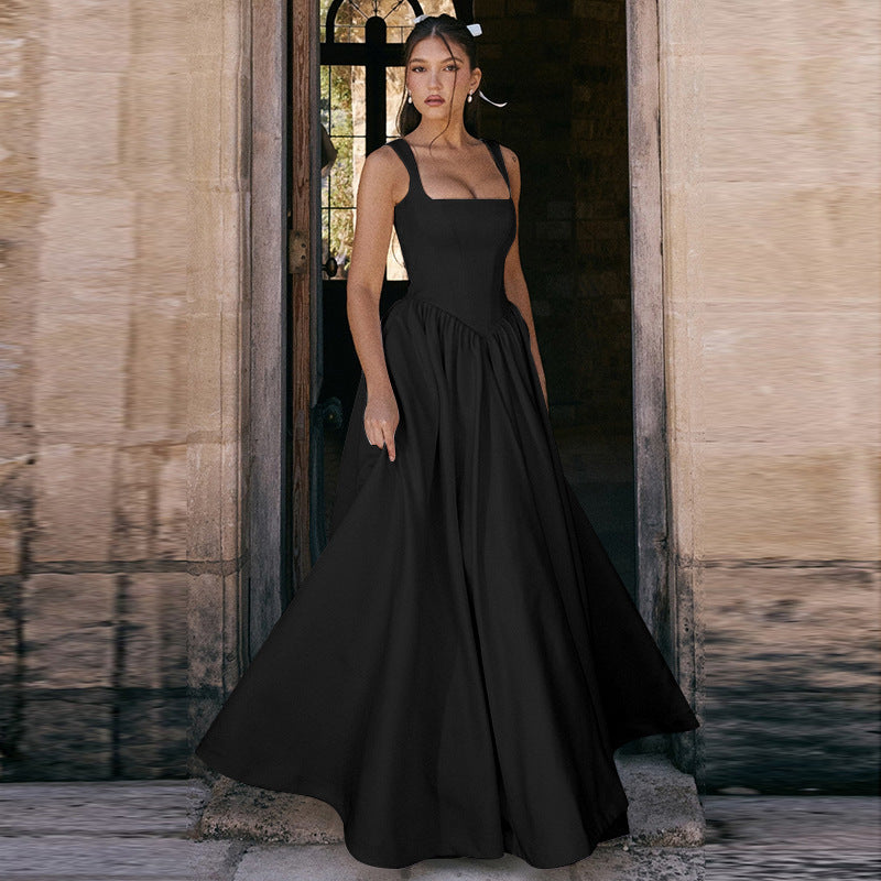 Slim-fit Solid Color Dress
