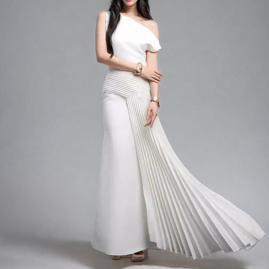 French Style Sloping Shoulder Dress
