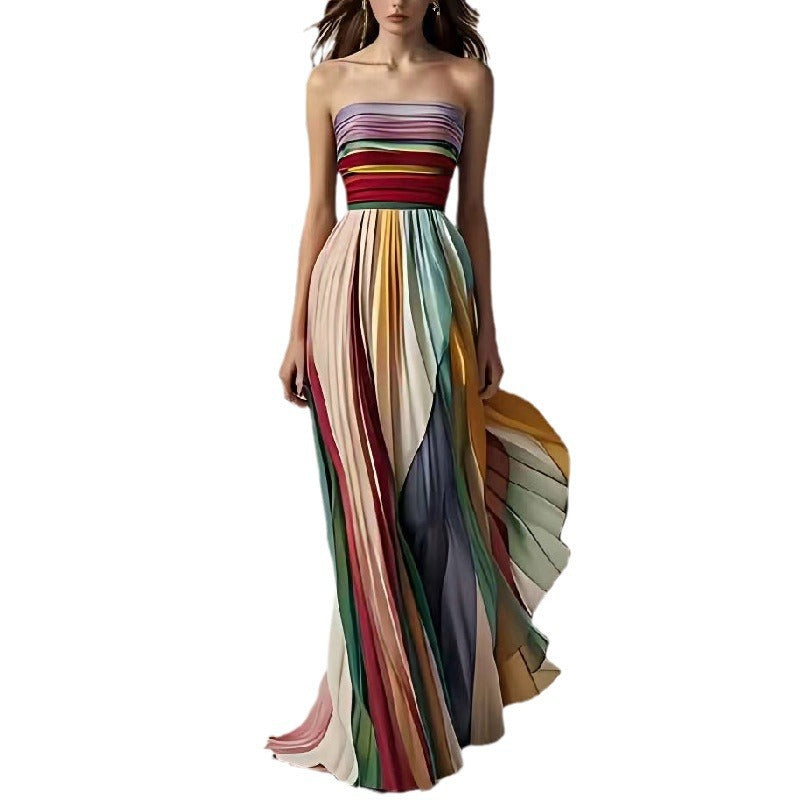 Tube Top Backless Color Maxi Dress