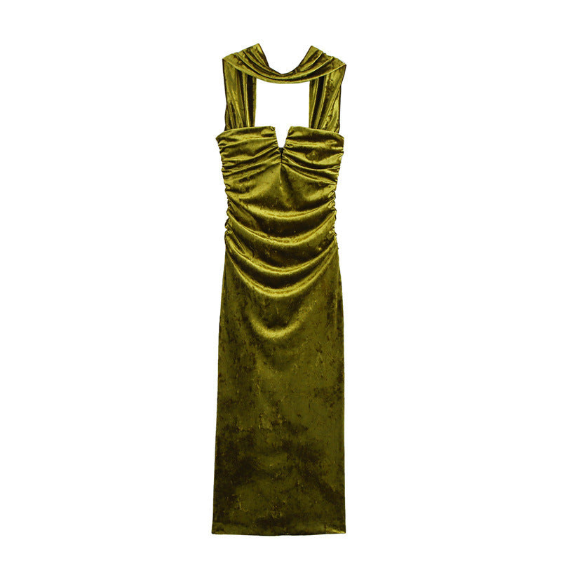 Fashionable Elegant Tube Top Velvet Dress