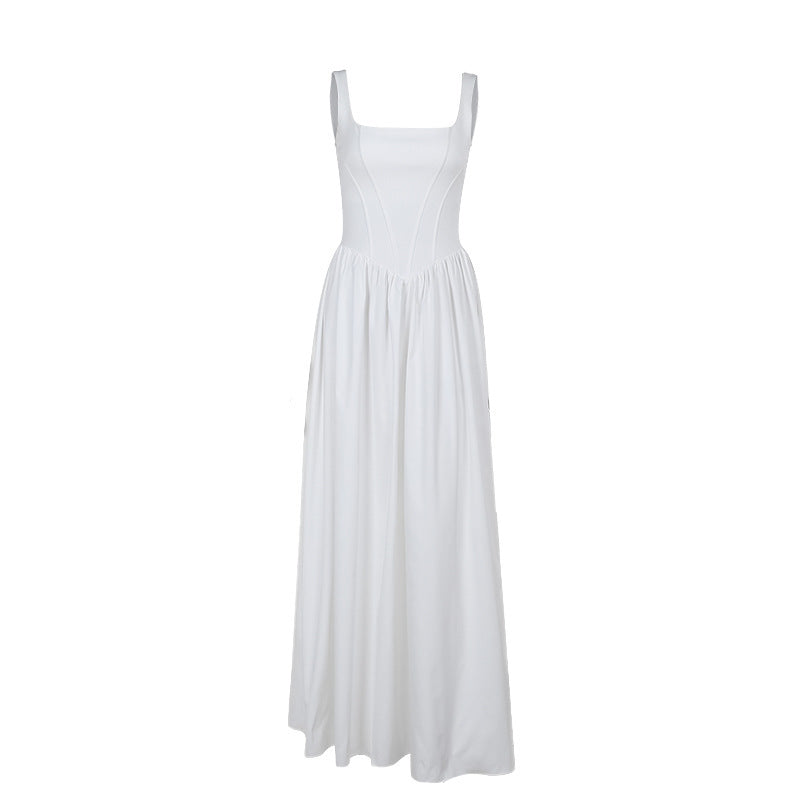 Slim-fit Solid Color Dress