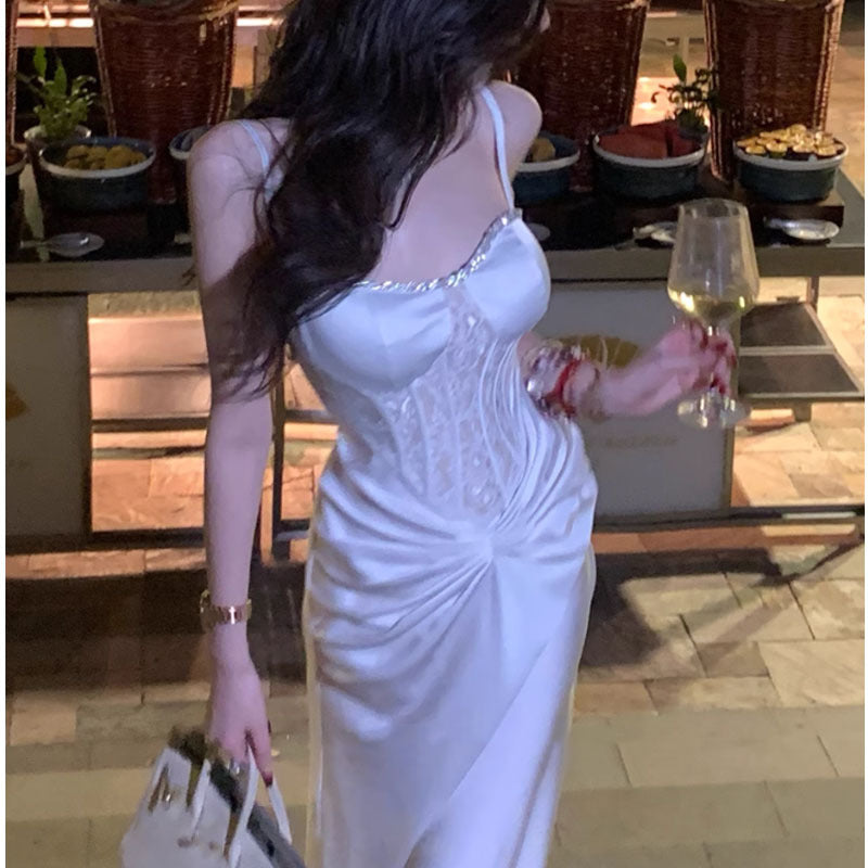Socialite Lace Stitching French Sling Dress