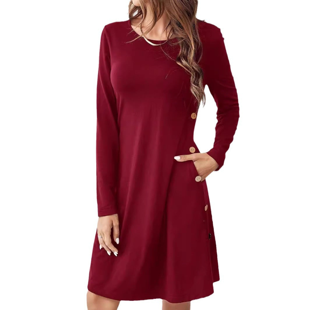 Round-neck Long-sleeved Dress