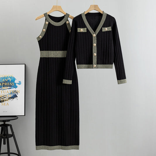 French Style Socialite High Waist Fashion Two-piece Set