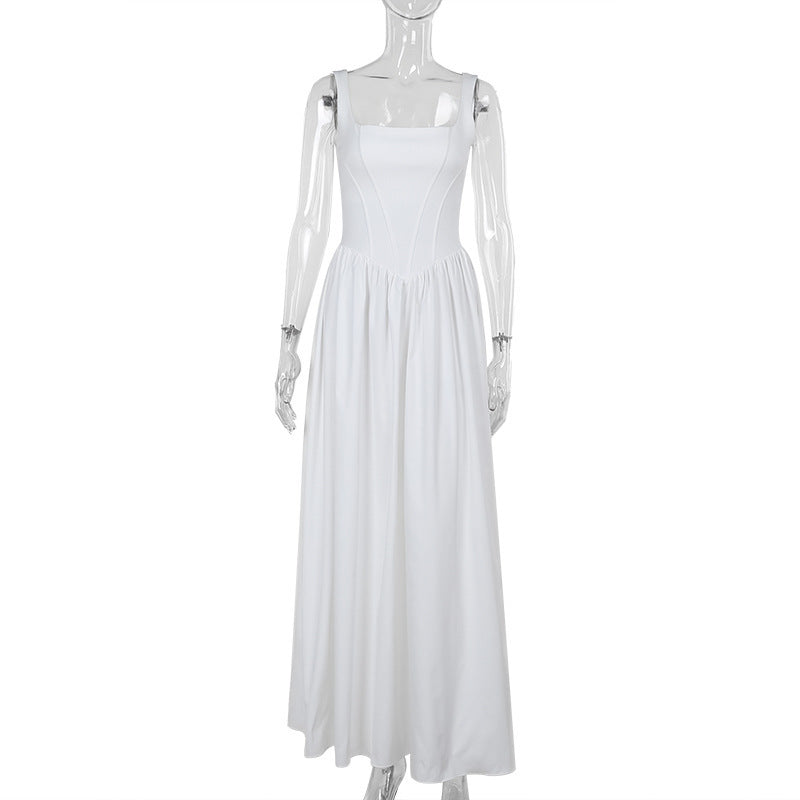 Slim-fit Solid Color Dress