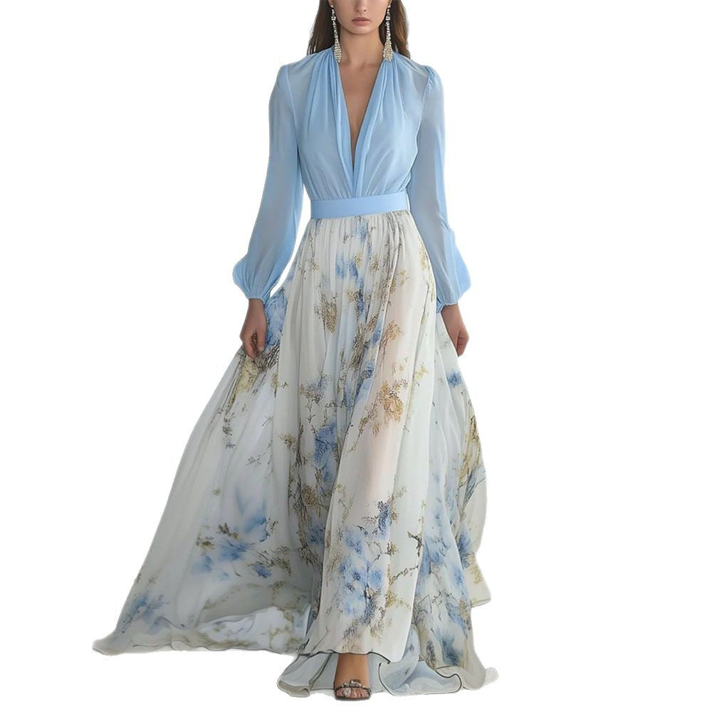 Long Sleeved V-neck Dress