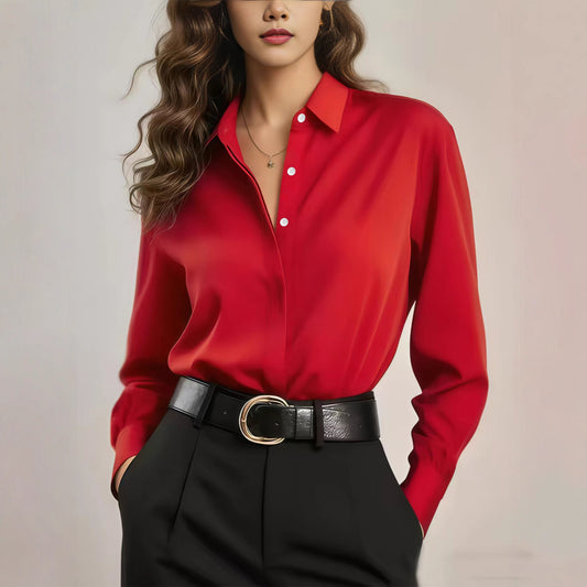 Solid Color Loose Button Shirt