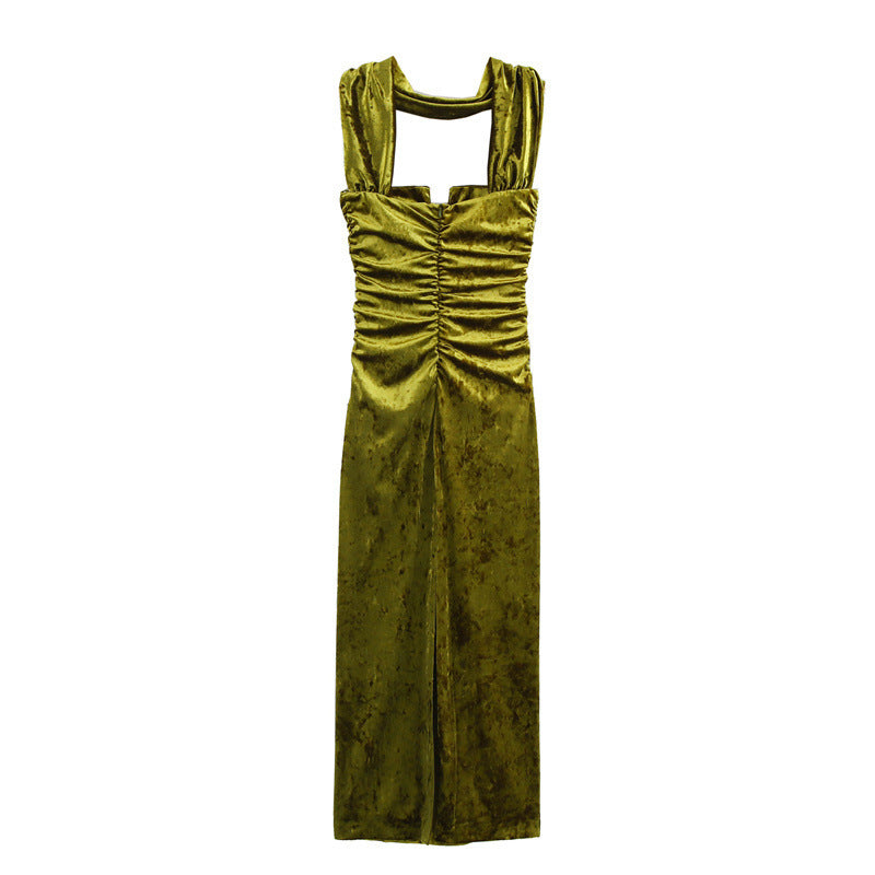 Fashionable Elegant Tube Top Velvet Dress