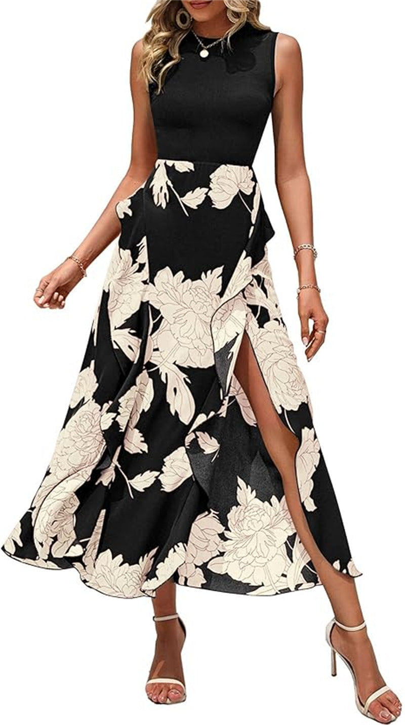 Printed Elegant Sleeveless Long Dress