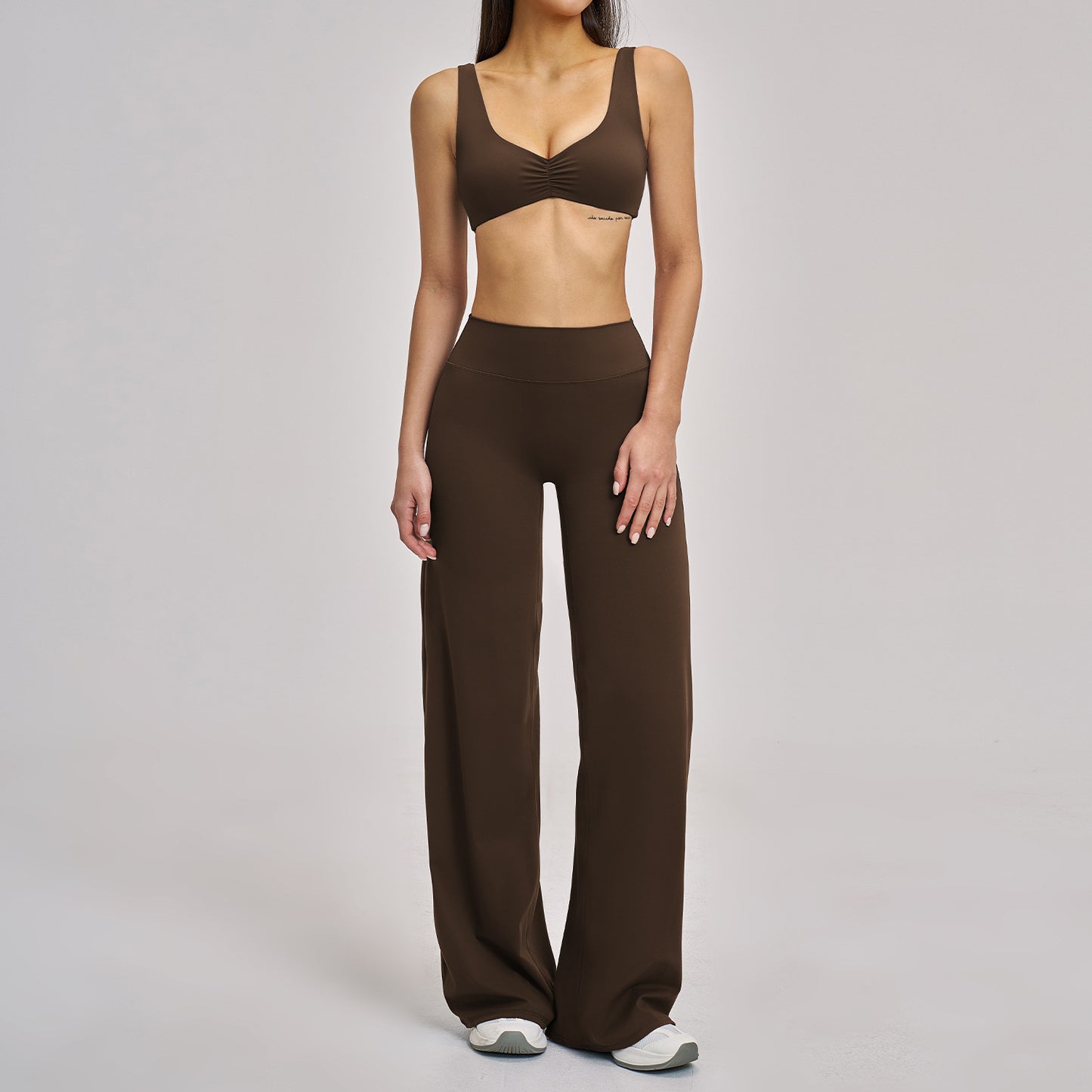 Fleece-lined yoga casual set by M Chic Boutique, featuring a cozy, soft activewear outfit with a fitted top and matching leggings.