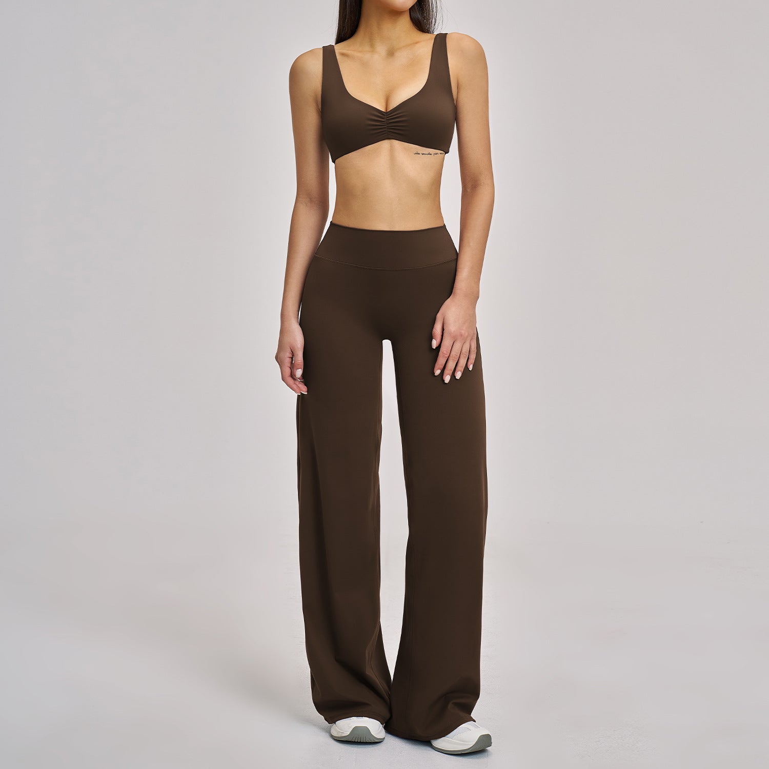Fleece-lined yoga casual set by M Chic Boutique, featuring a cozy, soft activewear outfit with a fitted top and matching leggings.