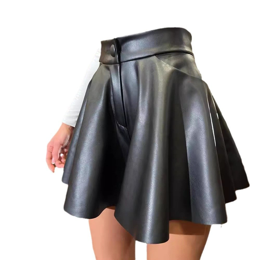 Stylish High-waisted Leather Skirt