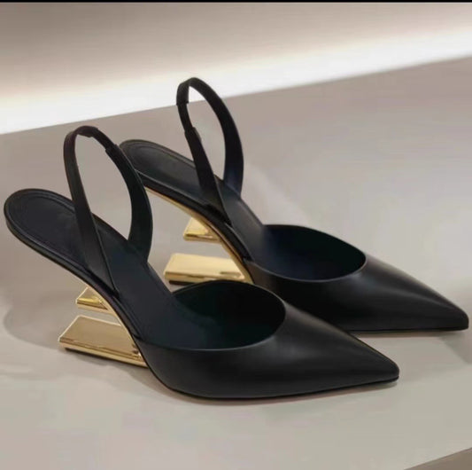 Solid Color Pointed Toe Heel