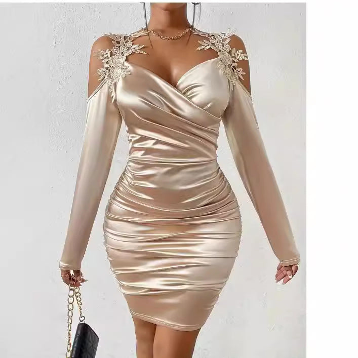 Lace Tight Draped Dress - M Chic Boutique