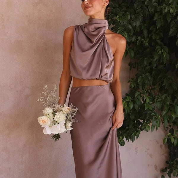 Satin Multi-color Casual Dress