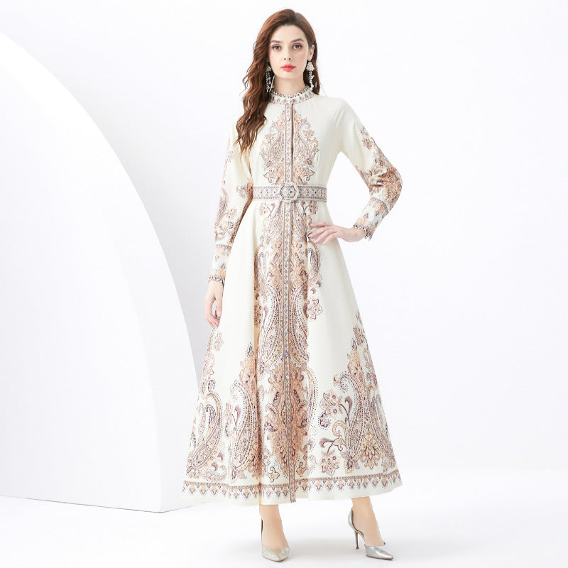 Vintage Court Style Printed Dress