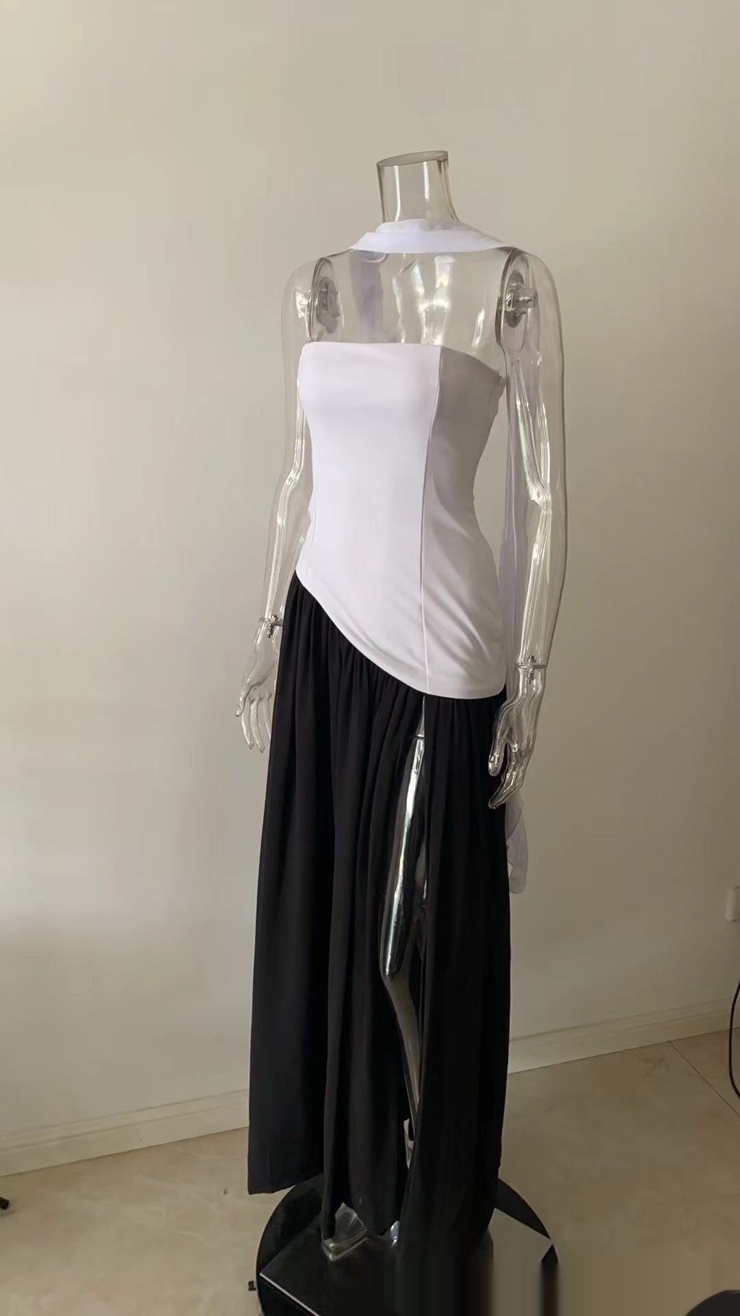 Color Matching Tube Top Off-the-shoulder Dress