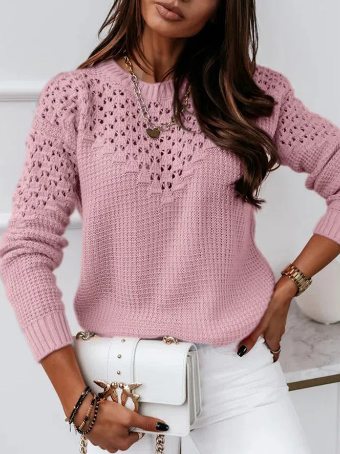 Jacquard Hollow Out Elegant Sweater
