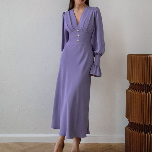 Solid Casual European Dress