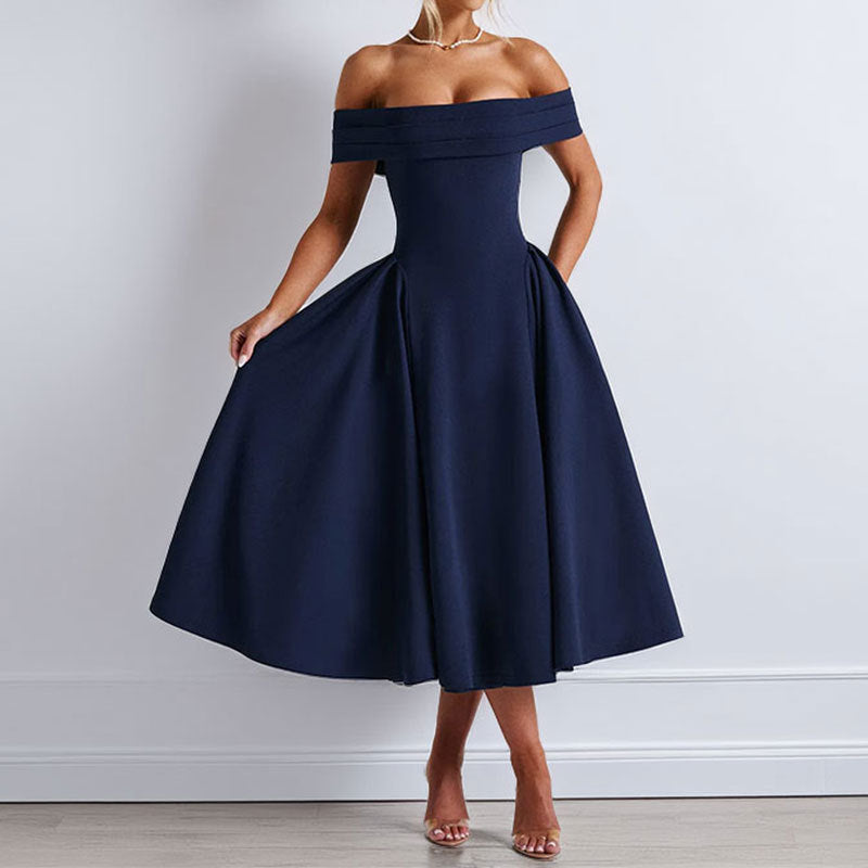Off-shoulder Solid-color Dress - M Chic Boutique