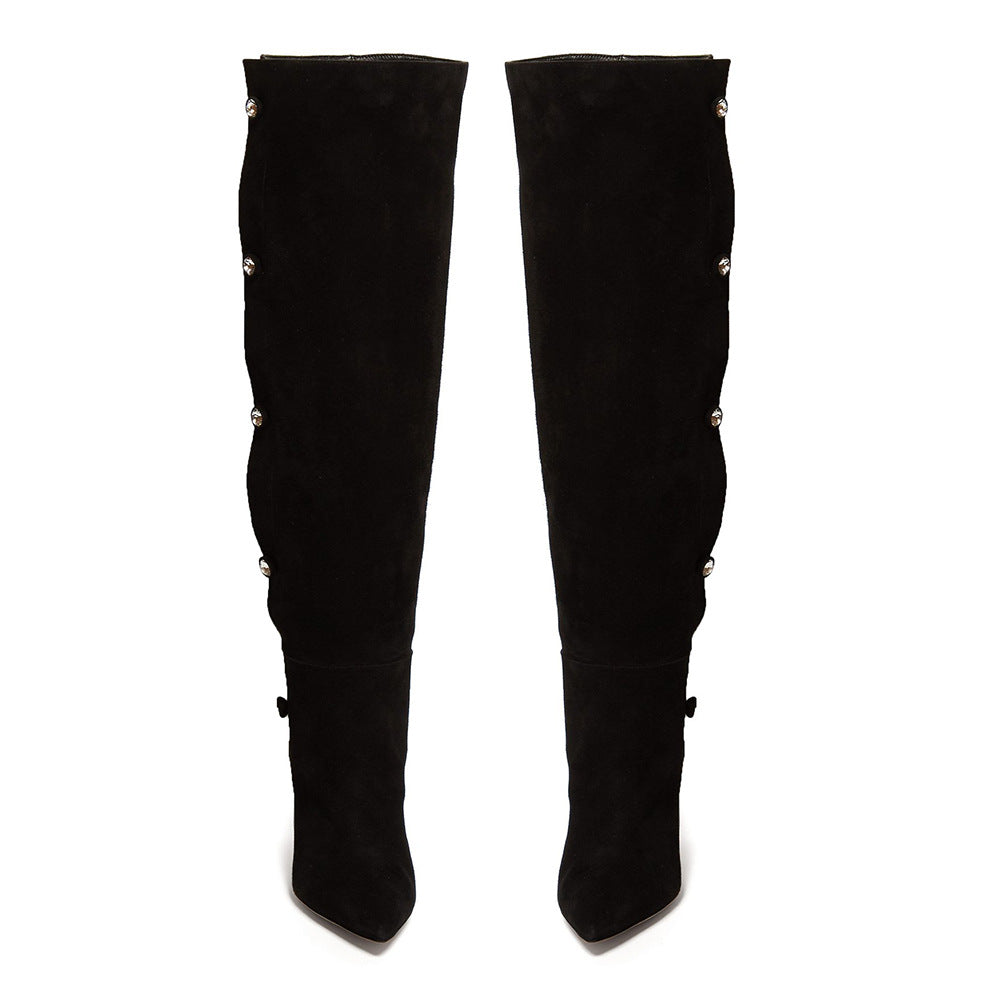 Black Pointed Toe Over The Knee Boots